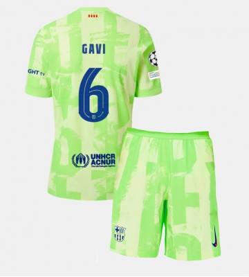 Barcelona Paez Gavi #6 Tredje Tröja Barn 2024-25 Kortärmad (+ Korta byxor)
